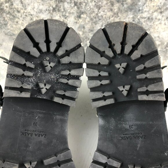 Zara Women's EU 39 Basic Collection Black Pearl Studded Lace-Up Combat Boots - Picture 12 of 15